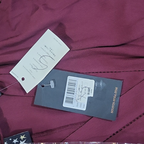 SCOTCH & SODA MAISON SCOTCH Merlot Maison Wrap Midi Dress w/ Necklace - Picture 4 of 16